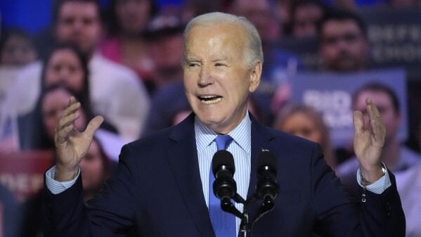 President Joe Biden speaks during an event on the campus of George Mason University in Manassas, Va., Tuesday, Jan. 23, 2024, to campaign for abortion rights, a top issue for Democrats in the upcoming presidential election. (AP Photo/Alex Brandon)